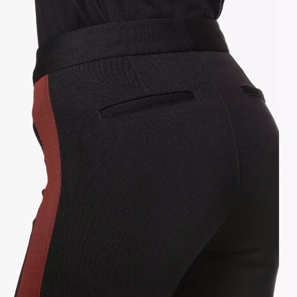 PAIGE Asha Black Maroon Side Tuxedo Stripe Ankle Buttons Pants Size 27 - Picture 7 of 9